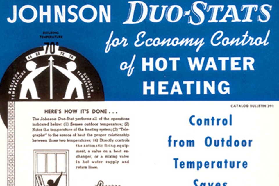 A newspaper ad for Johnson Service Company's Duo-Stat