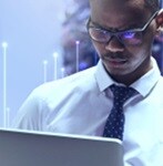 a man is working on his laptop