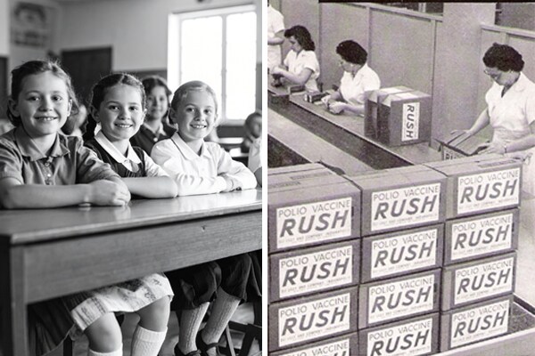 People packing polio vaccines