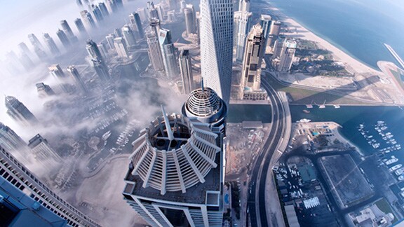 Ariel view of a city during the day