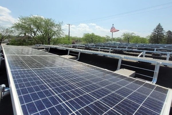 A close up of one of the City of La Crosse's new solar arrays