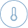 Blue line-illustration of a thermometer enclosed in a circle