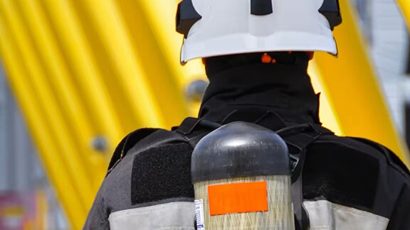 Firefighter in protective gear