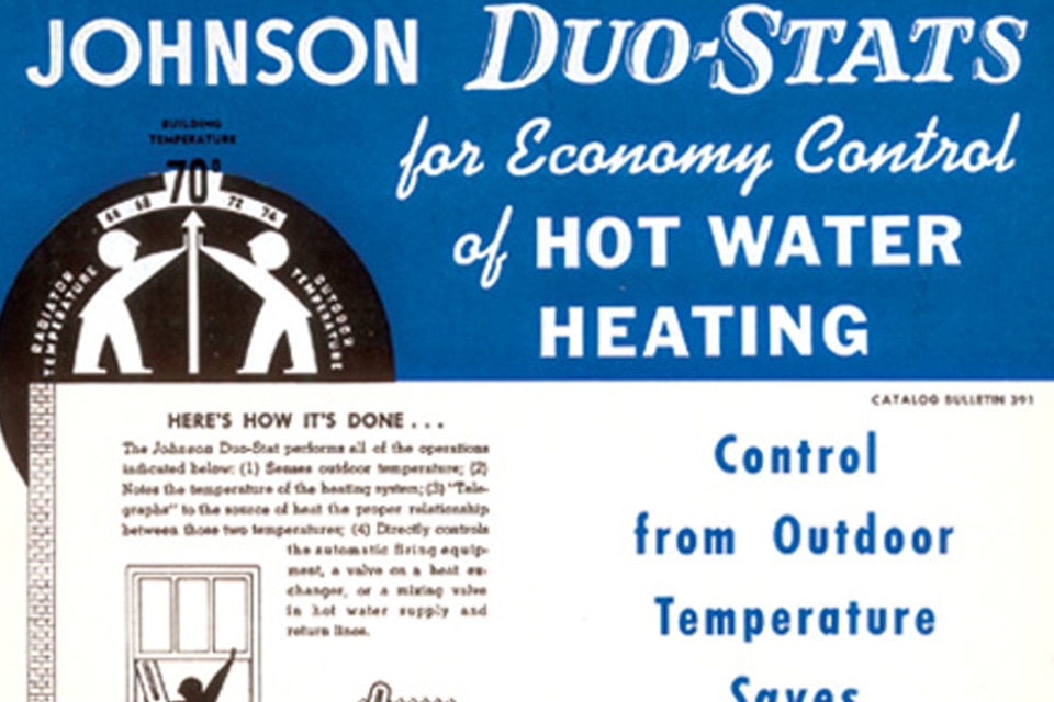 A newspaper ad for Johnson Service Company's Duo-Stat 