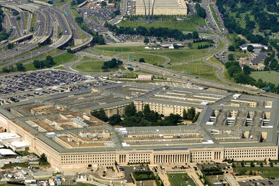 Aerial view of the Pentagon office in Arlington County, VA