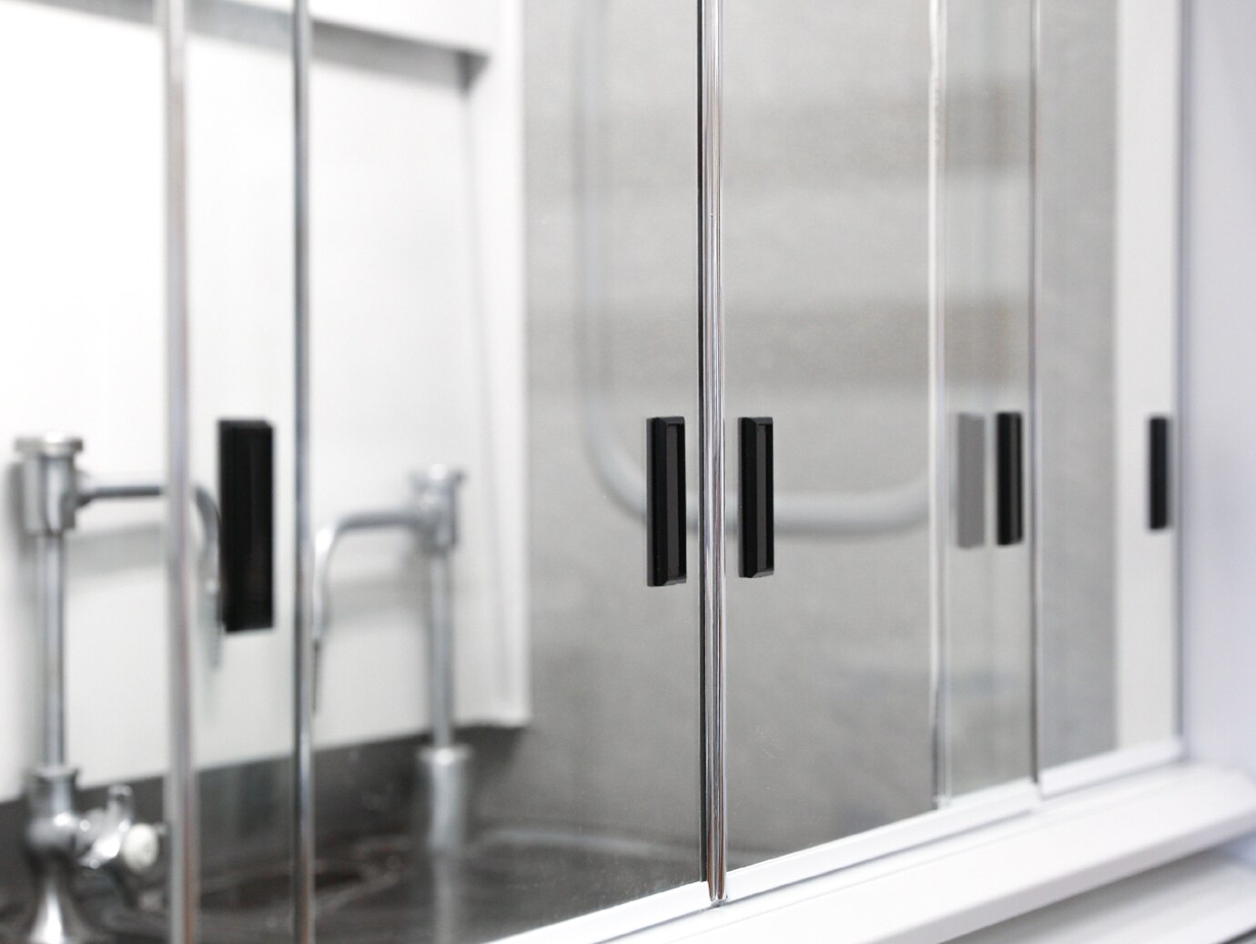 Glass cabinet doors in a lab