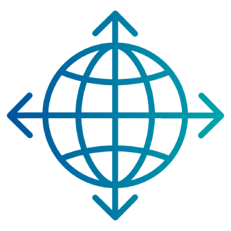 illustration of a globe with arrows pointing out in 4 directions