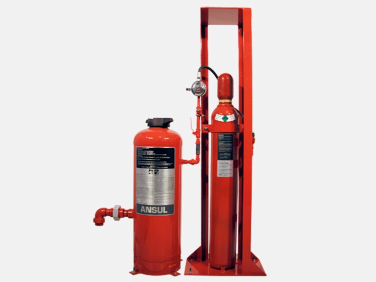 An ANSUL Dry Chemical Piped fire supression system