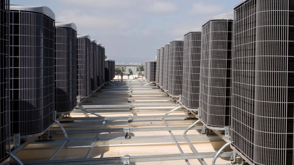 Outdoor HVAC units installed on a rooftop