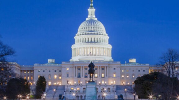 The U.S. Capitol Building at dusk