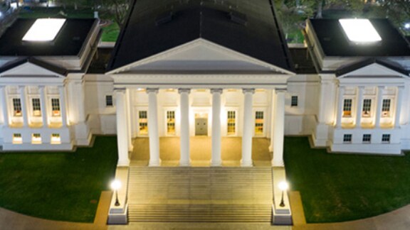 Aerial view of the Virginia State Capitol building