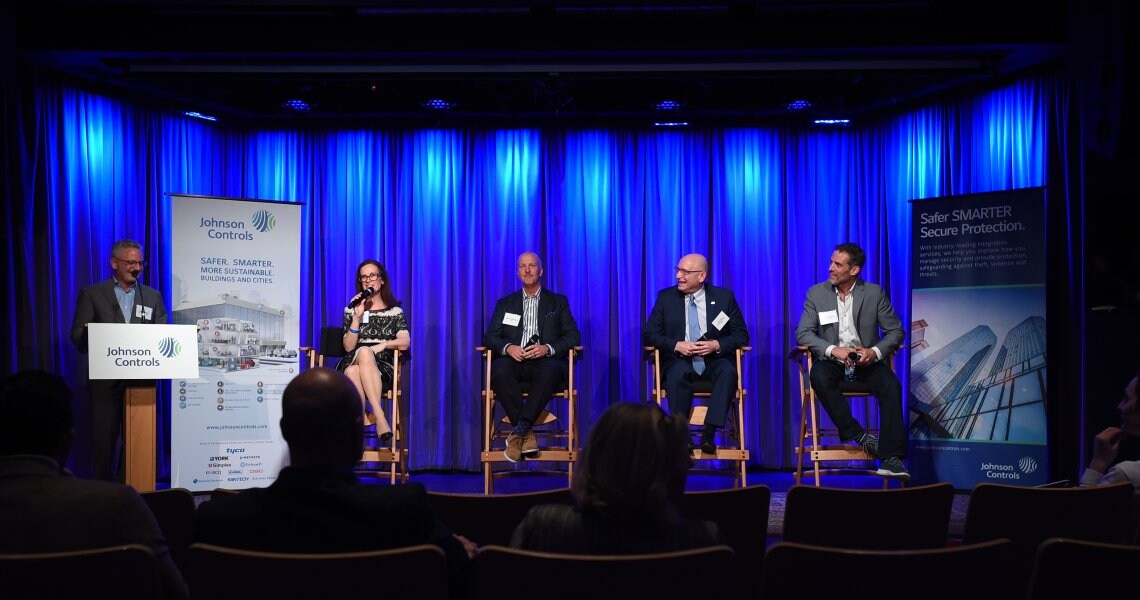 Panelists discussing SMART buildings at a discussion at the GRAMMY Museum, LA