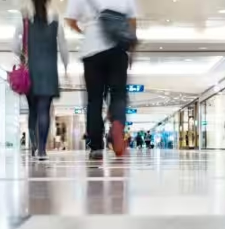 People walking in a mall in Hong Kong