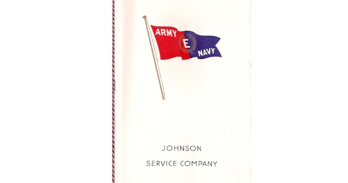 Program cover from the Army-Navy "E" Award ceremony for the Johnson Service Company