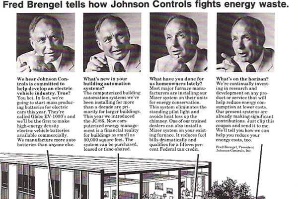 A 1980 Forbes magazine advertisement featuring Johnson Controls President and CEO Fred Brengel