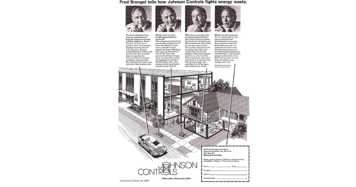A 1980 Forbes magazine advertisement featuring Johnson Controls President and CEO Fred Brengel