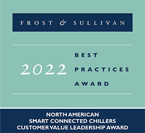 Seal showcasing an award for Johnson Controls for Best Practices in 2022 by Frost and Sullivan