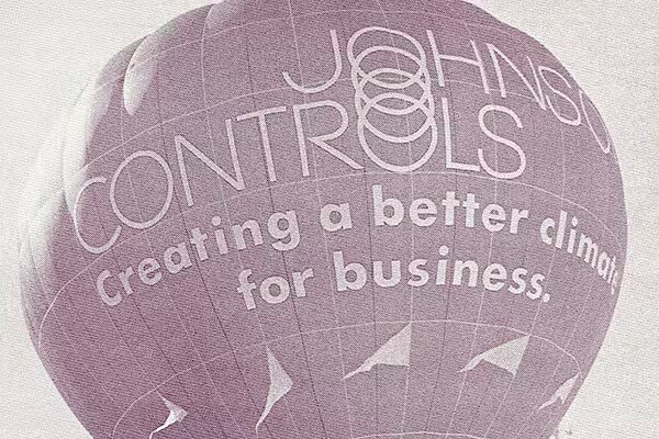 Grayscale image of Johnson Controls' hot air balloon