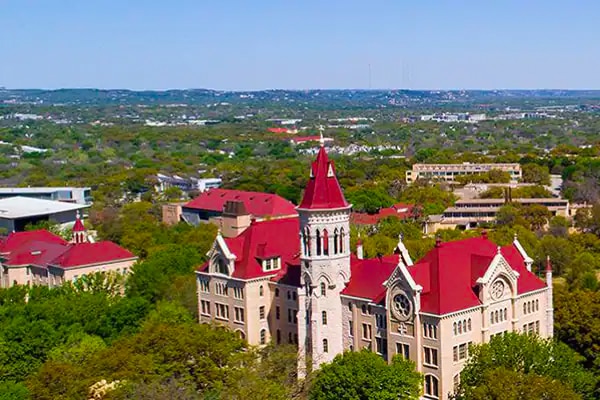 Bird's eye view of the St. Edward’s University in Austin, Texas