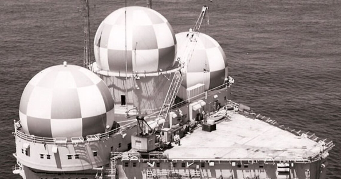 Texas Tower #2, located 125 miles east of Chatham, Massachusetts in the Atlantic Ocean