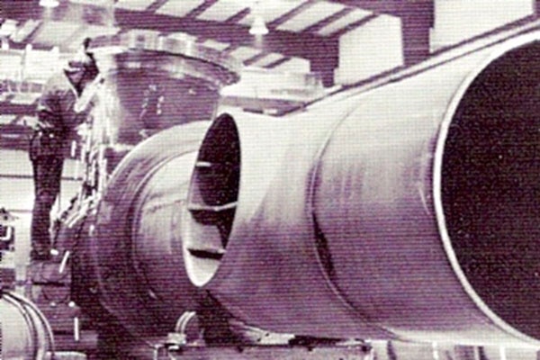 Grayscale image of a section of 48-inch diameter pipe