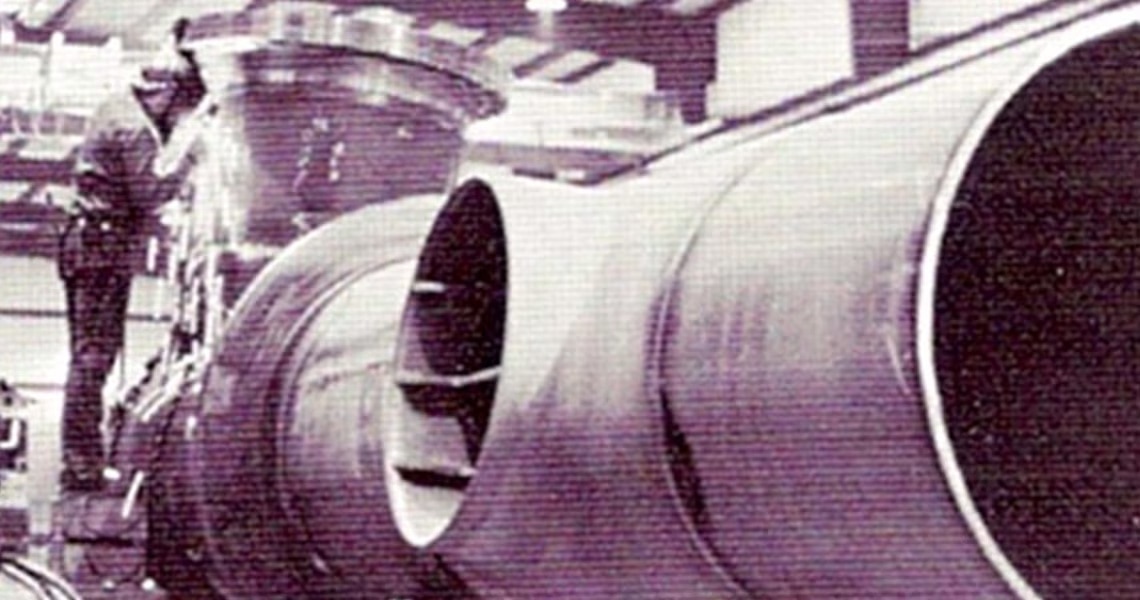 Grayscale image of a section of 48-inch diameter pipe
