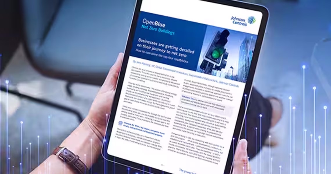 Openblue Case Study report open on a tablet with modern graphics