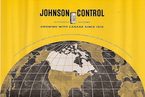 Magazine ad (targeted specifically for the Canadian market), recognizing Johnson Controls' 50th year in Canada in 1962.