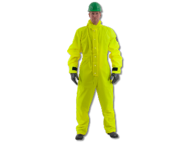 Person wearing Alphatec Splash chemical suit