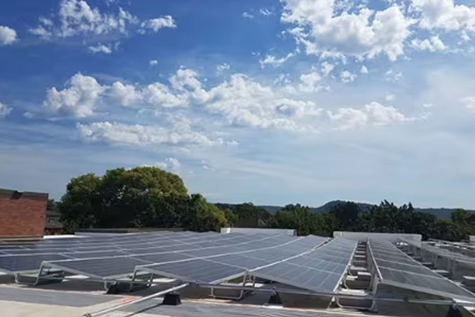 Solar panels on the roof of La Crosse public library
