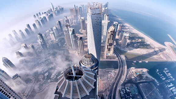 Ariel view of a city during the day