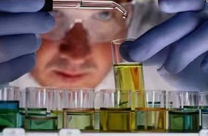 Person using a dropper to add sample to a test tube in a laboratory