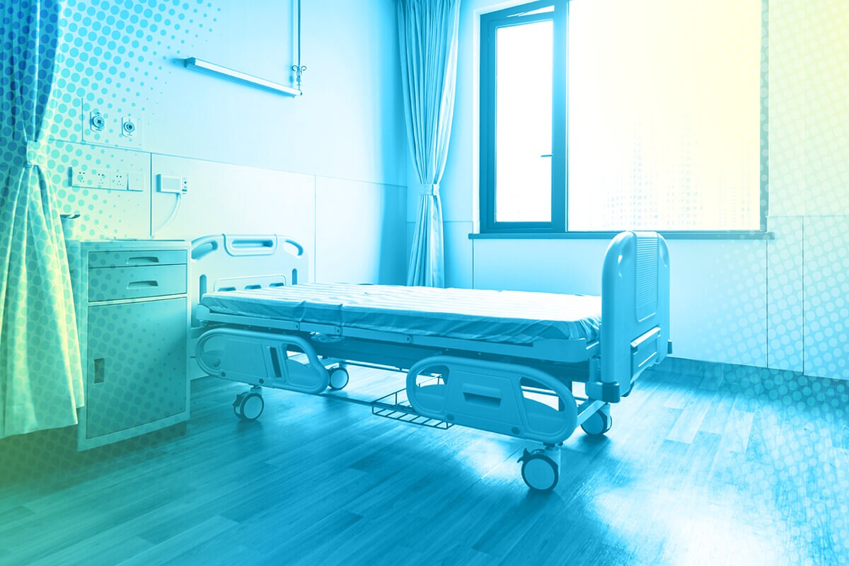 Empty bed on hospital room